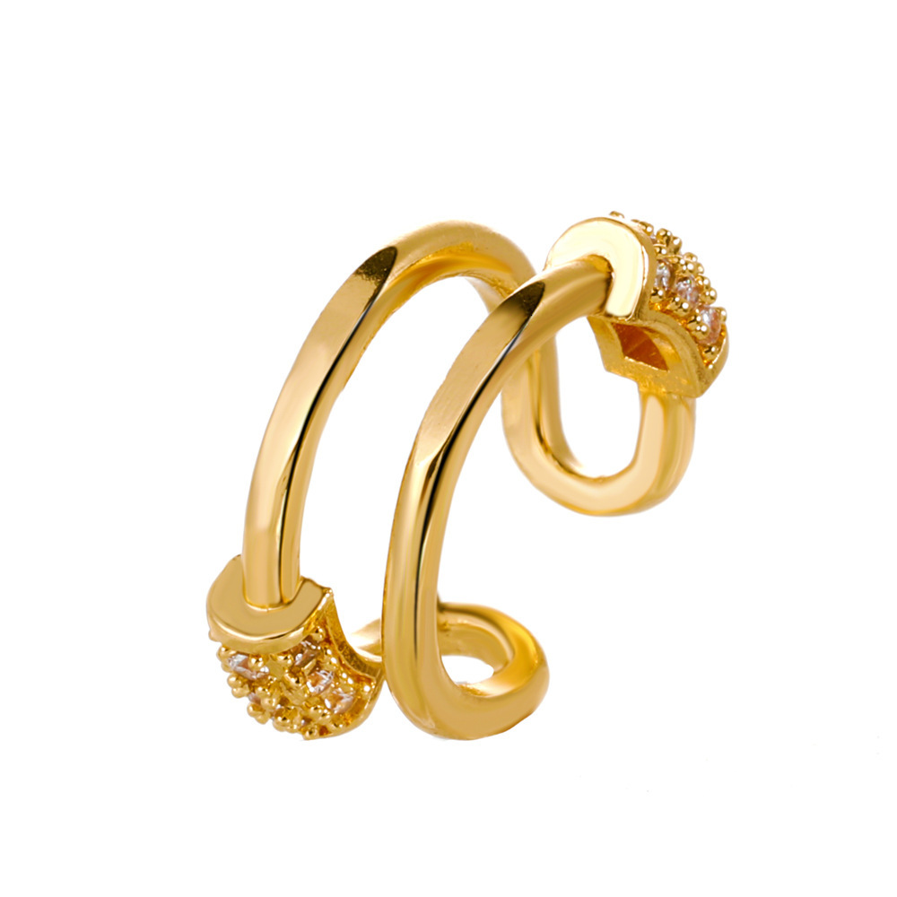 Korean Minimalist Zircon No Piercing Clip Fashion Geometric C-shaped Ear Cuff Niche Design Elegant Earrings for Women