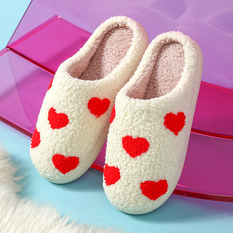 Mushroom Smiley Face Winter Plush Strawberry Rainbow Heart Towel Embroidered Cotton Slippers ddmymarket