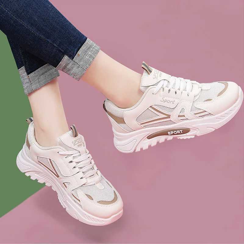 Womens Fashion Laceup Casual Sneakers Lightweight Soft Sole Running Shoes for Women Thick Soled Mesh Breathable Sports Shoes Z250930