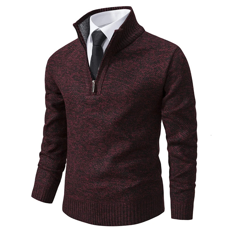 Mens Pullover Autumn And Winter Knitwear Solid Color With A Bottom Shirt Grab Fleece Warm Comfortable Sweater 250929
