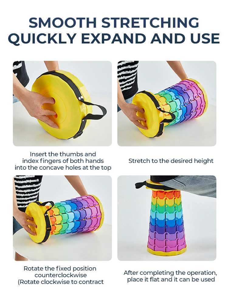 Portable Plastic Folding Telescopic Chair Lightweight Adjustable Stool for Fishing Beach Camping Compact Outdoor Foldable Seat J250930