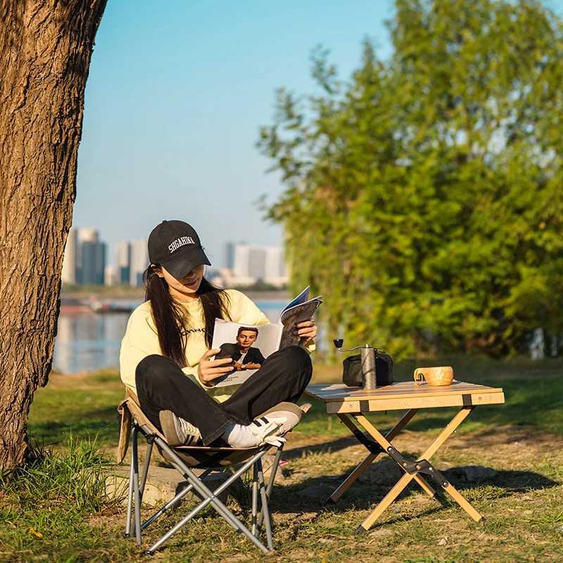 Outdoor Folding Moon Chair Portable Chair Camping Chair Picnic Gear Fishing Small Horse Stool Student Sketching J250930