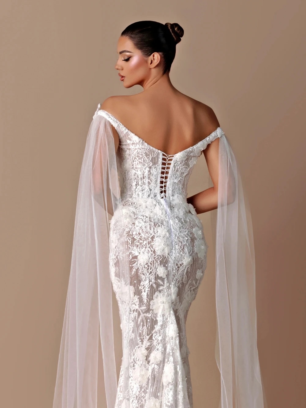 Fashion Wedding Dresses Appliques 3D Flowers Bridal Gowns Off Shoulder Backless Illusion Mermaid Customized Vestidos De Novia Plus Size