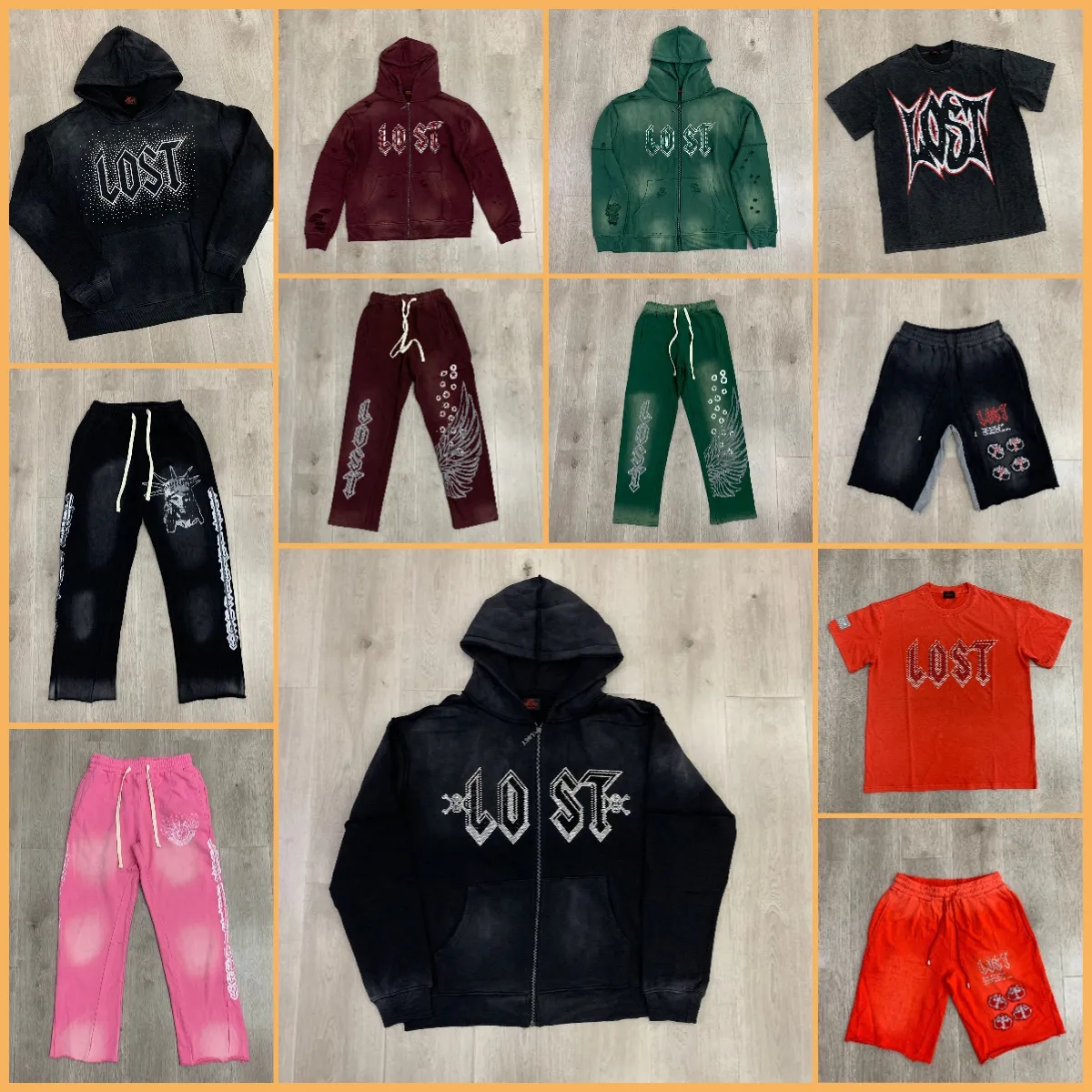 designer lost hoodie tops and pants shirt and short jeans Fluffy foam graffiti designer jacket Slow jogging exercise men and women's sweater US size S-XL