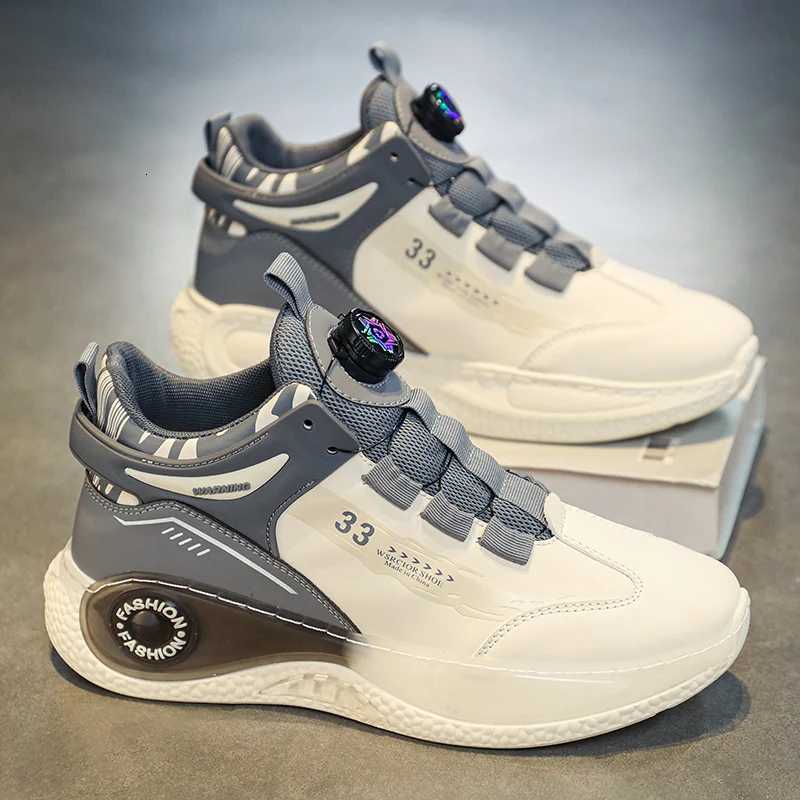 Mens Sneakers with Rotating Buckle Comfy Non Slip Lace up Durable Shoes for Mens Outdoor Activities Z250930