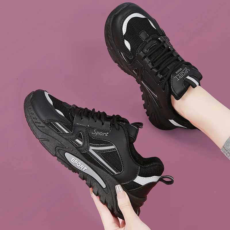 Womens Fashion Laceup Casual Sneakers Lightweight Soft Sole Running Shoes for Women Thick Soled Mesh Breathable Sports Shoes Z250930