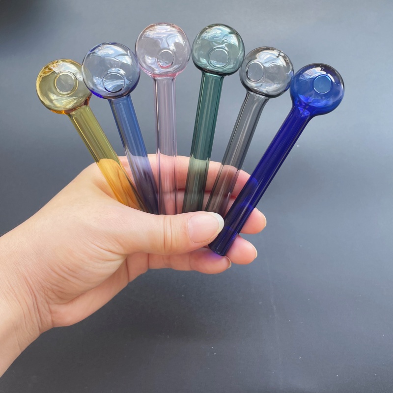 Colorful Glass pipe Smoking Oil Burner Pipes Smoke Straight Tube Pipe Water Hand Nail Tips Transparent 10cm 12cm 7cm smoking accessories 56585