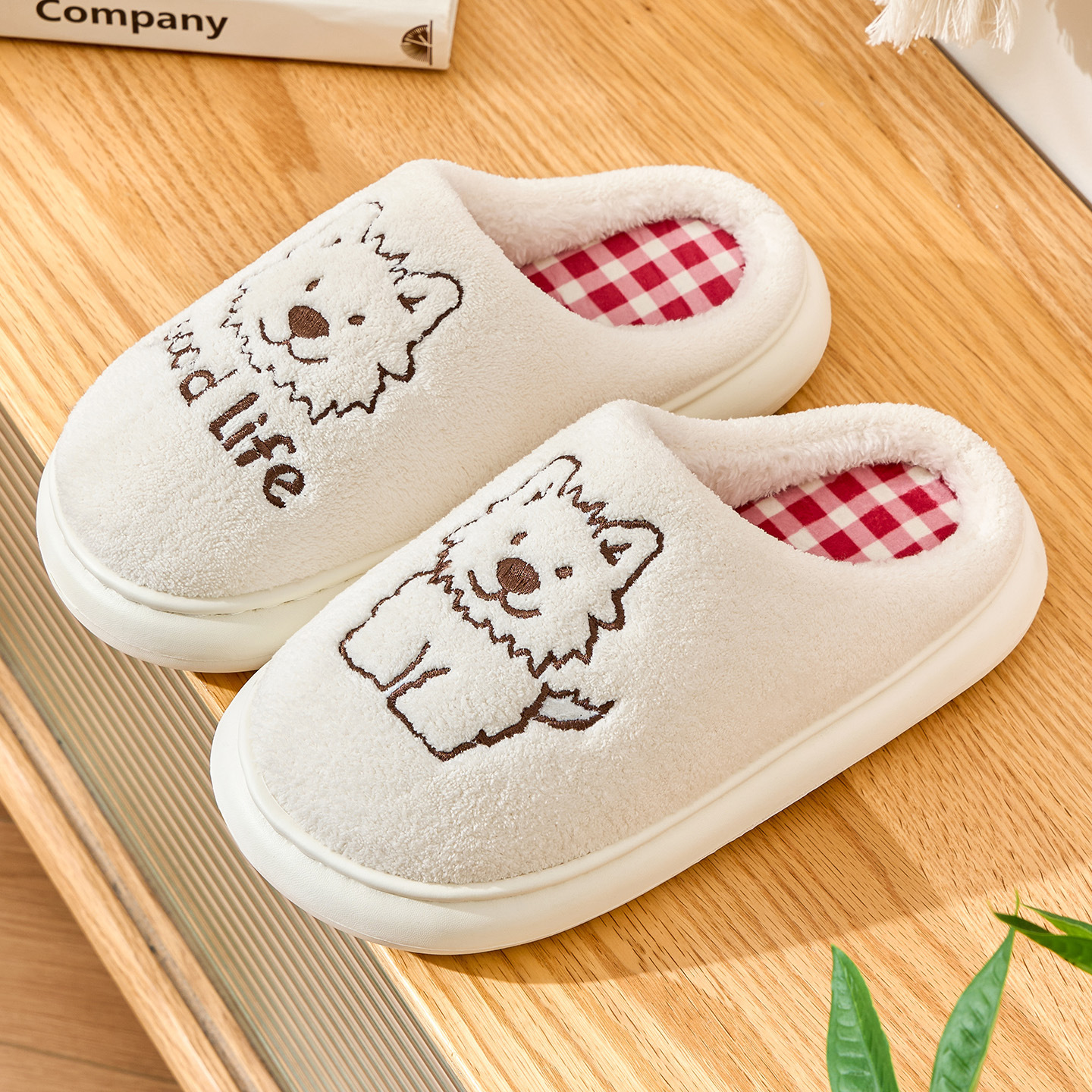 Cute Puppy Cotton Women 2025 New Winter Indoor Home Couple Warm Furry Slippers for Men ddmymarket