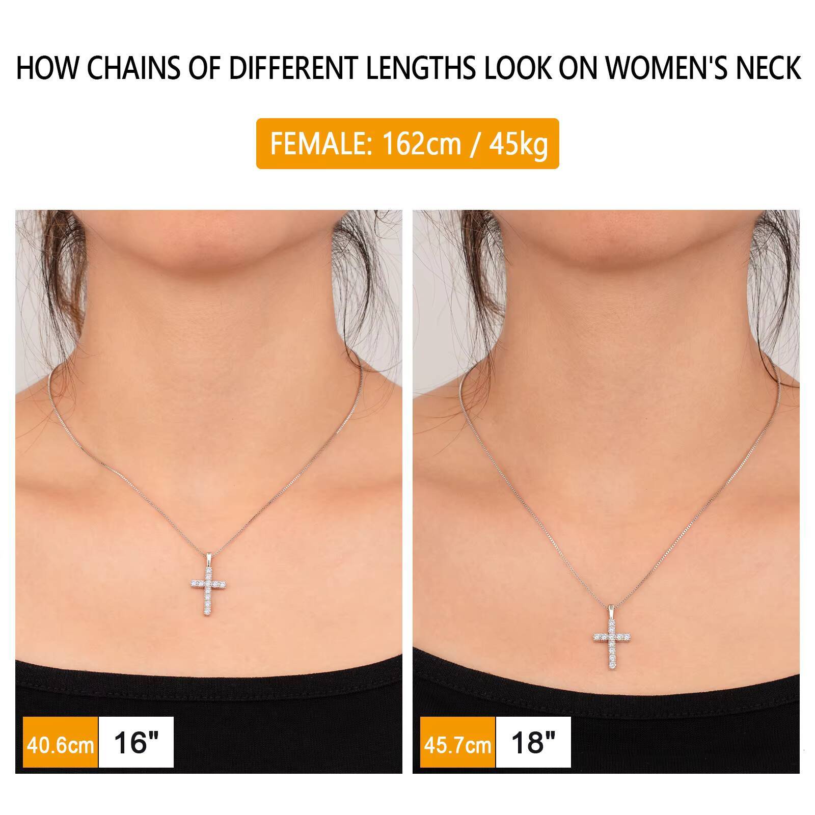 USA Stock Mossanite Jewelry Gifts Iced Out 925 Sterling Silver VVS Lab Diamond Moissanite Cross Pendant Necklace for Men Women