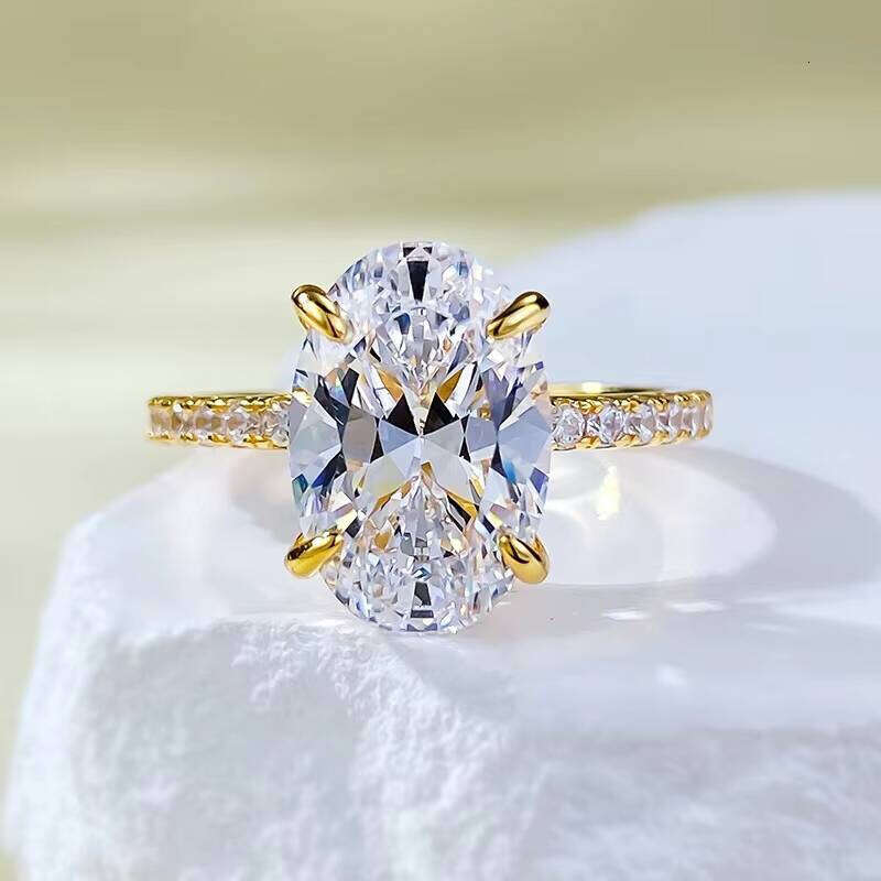 Women's Rectangular Crystal Pure Silver White Moissanite Ring Wedding Simple Engagement Ring Party Jewelry