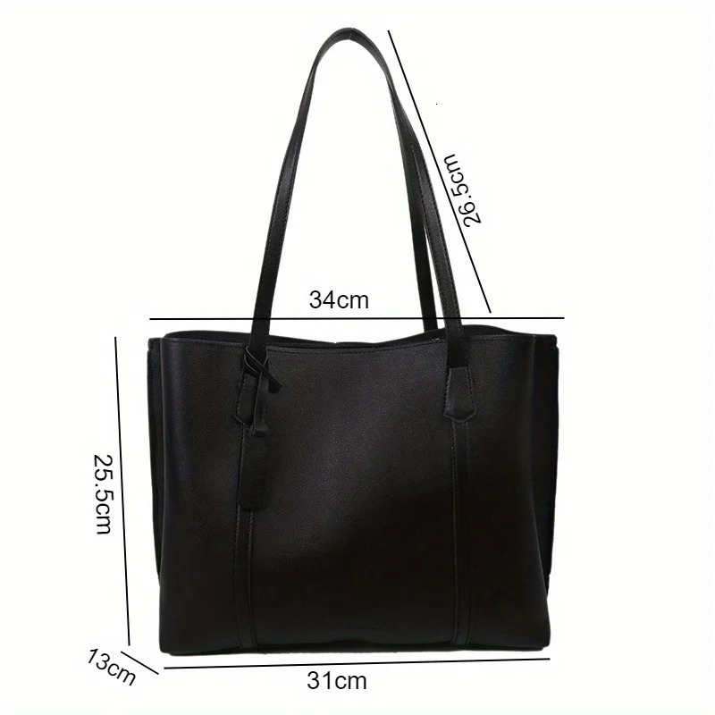 Trend Retro Solid Color PU Leather Underarm Bag Simple Women Large Capacity Bag Shopping Travel Elegant Unisex Tote Bags 250929