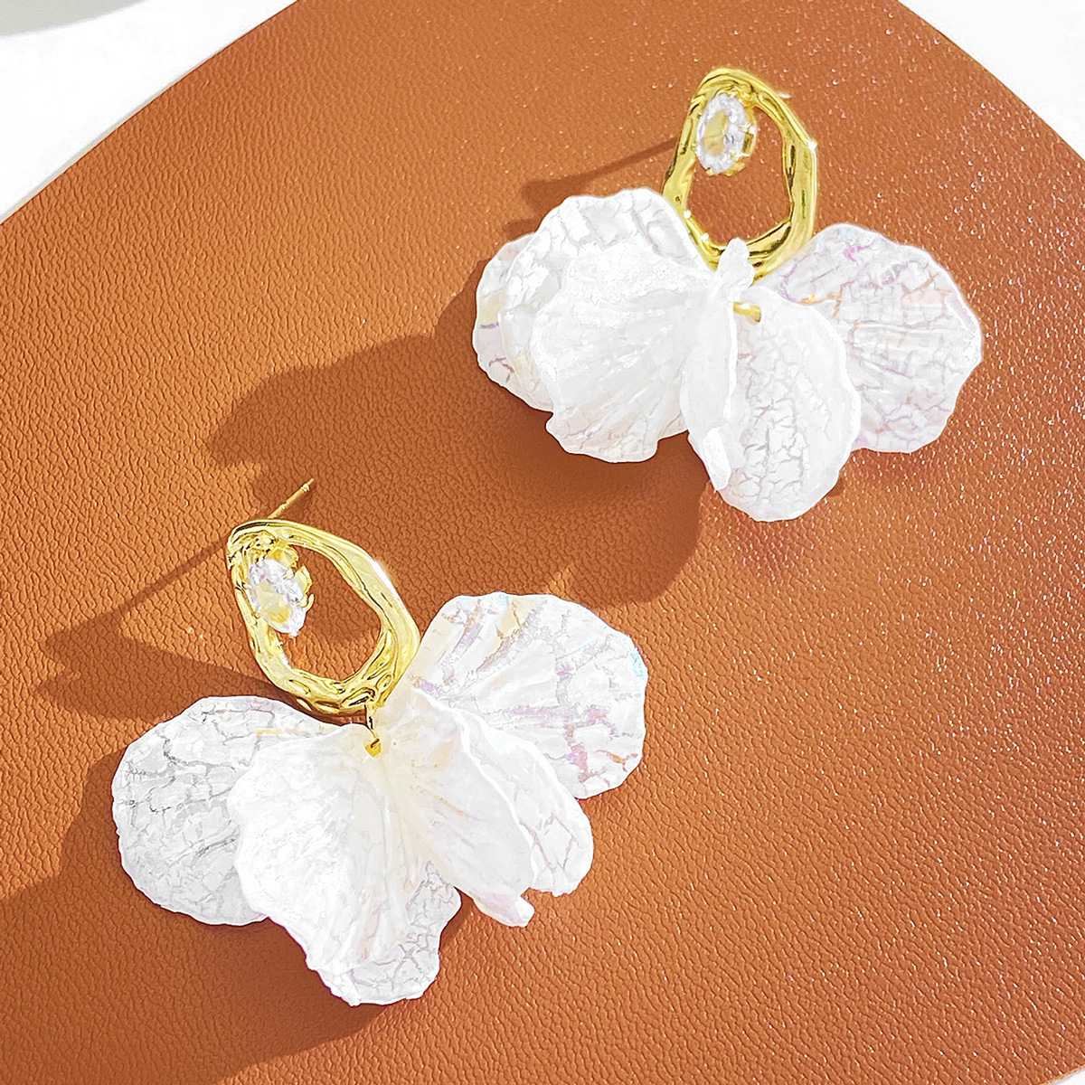 Ins Acrylic Flower for Women Mori Style Super Fairy Cracked Petal Tassel Earrings Trendy