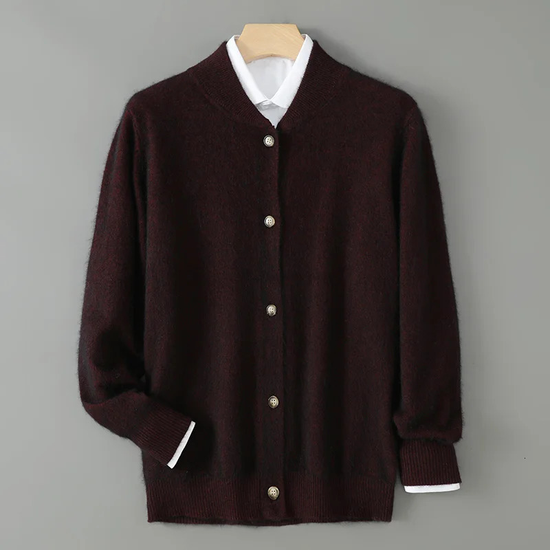 100 Mink Cashmere Sweater Knit Cardigan Men Stand Collar Long Sleeve Autumn and Winter Casual Mens Clothing Business Coat Top 250929