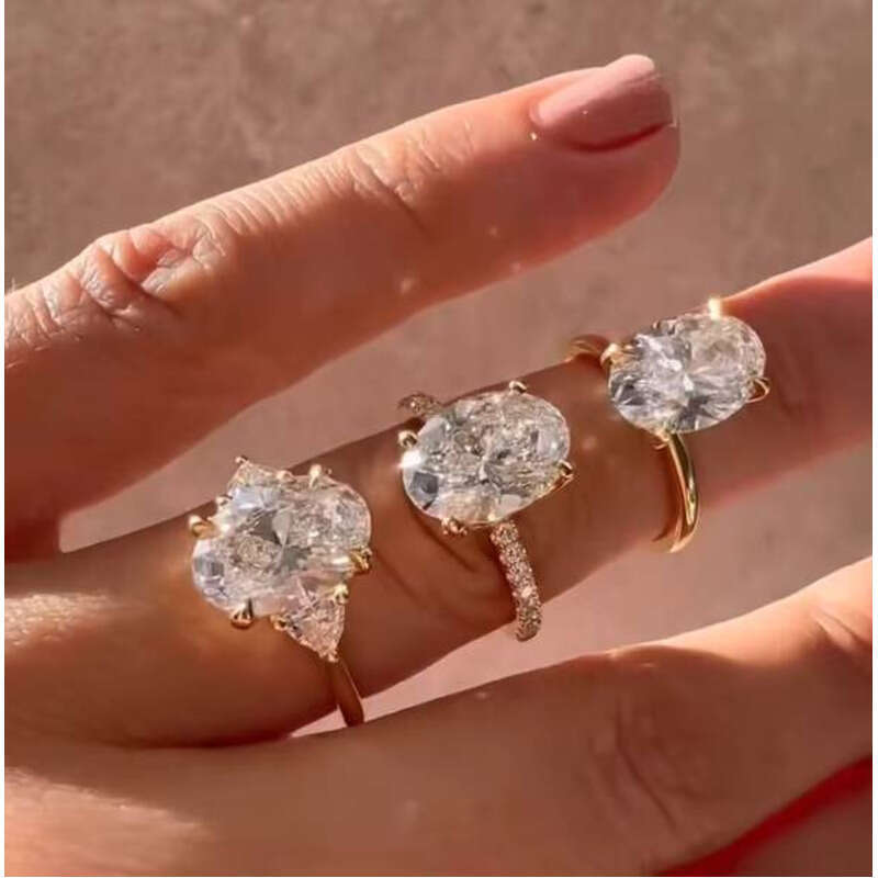 Classic Women's Jewelry Pure Silver VVS Moissanite Engagement Solid 10K 14K Gold Plated Radiant Cut Lab Grown Ring