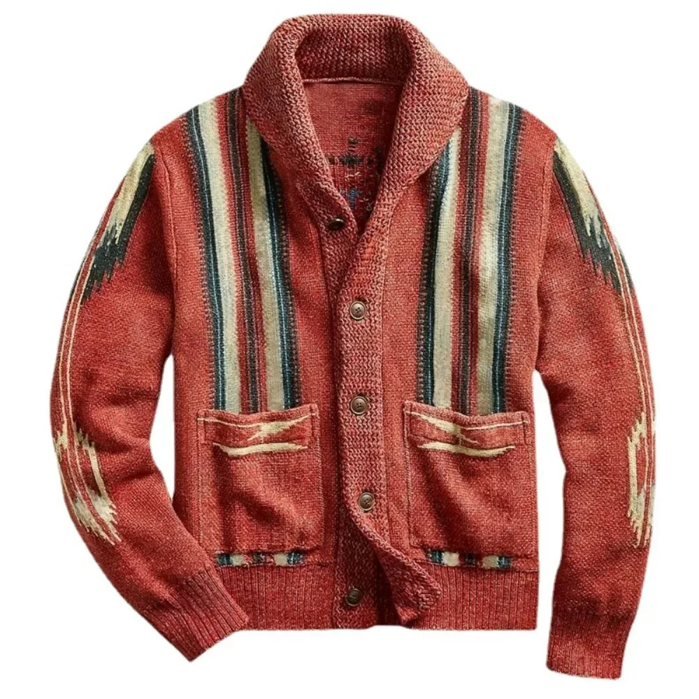 Boho Gypsy Cardigan Men Sweaters Jackets Long Sleeve V Neck Knitted Cardigans Sweater Coat Autumn Warm Winter Jumper Outwear 250929