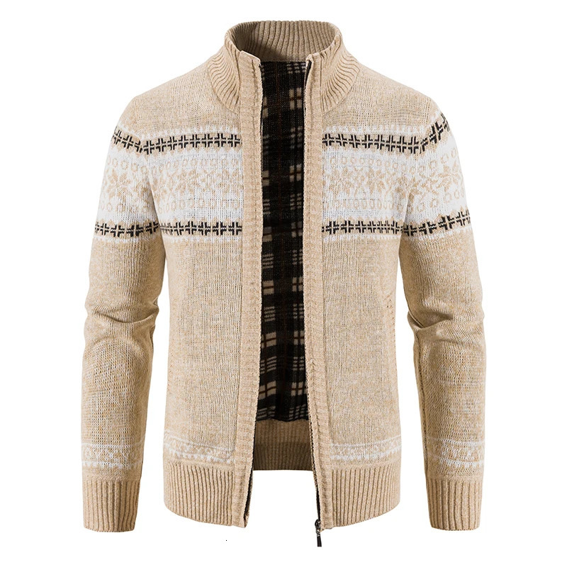 Winter Mens Fleece Cardigan Christmas Knit Sweater Coat Business Casual Jacket High Quality Male Wool Cashmere Clothing 250929