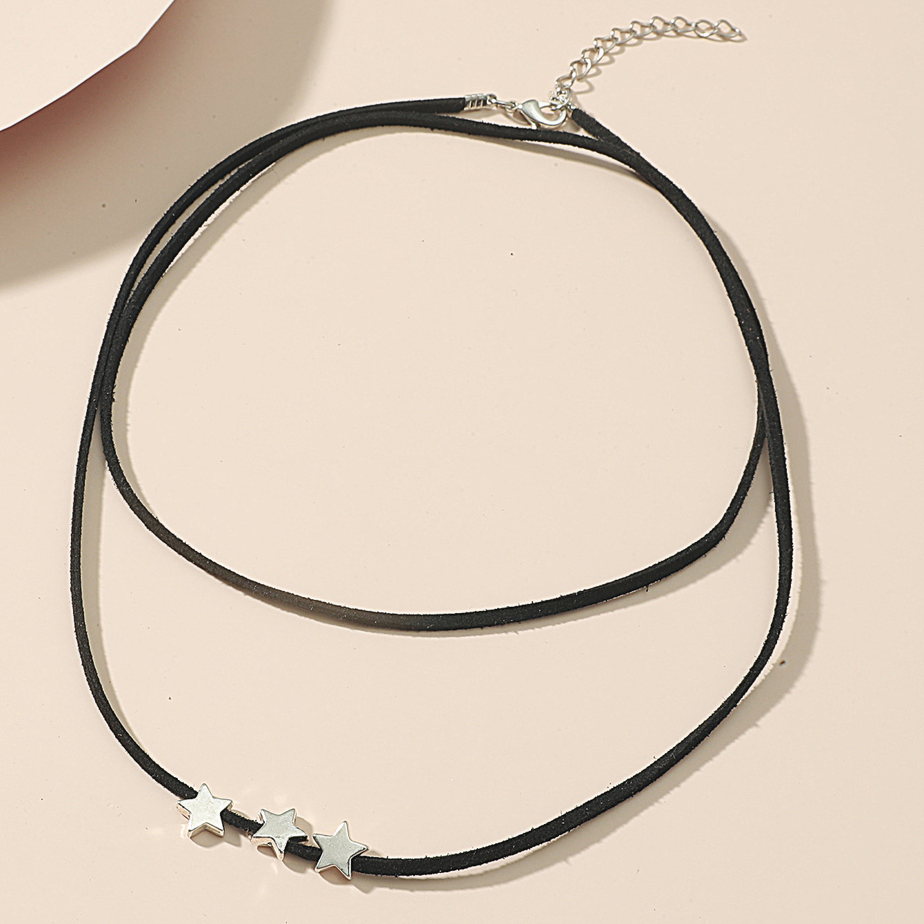 Minimalist Black Handwoven Double Layer Necklace Metal Star Heart Dragoy Choker Niche Design