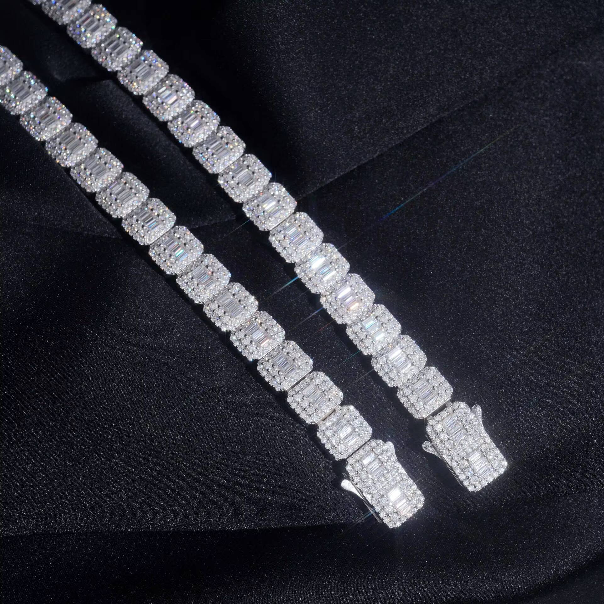 Hot Selling Princess Fang New Trendy 925 Sterling Silver VVS Moissanite Bracelet for Men and Women Hip Hop Style