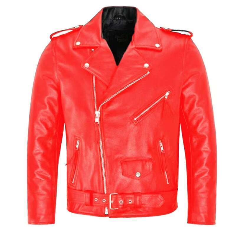 Men PU Jacket Motorcycle Fashion Slim Fit Leather Coat