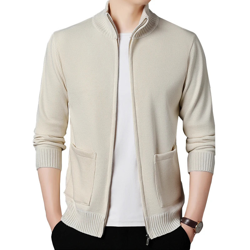 Fashion Mens Sweater Cardigan Knit Jacket Solid Color Fleece Clothes Pocket Thickened Warm Thermal Jumper Jackets Coat 250929