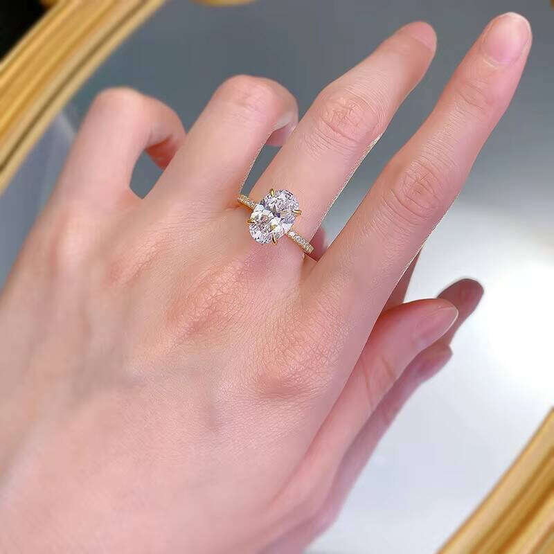 Women's Rectangular Crystal Pure Silver White Moissanite Ring Wedding Simple Engagement Ring Party Jewelry