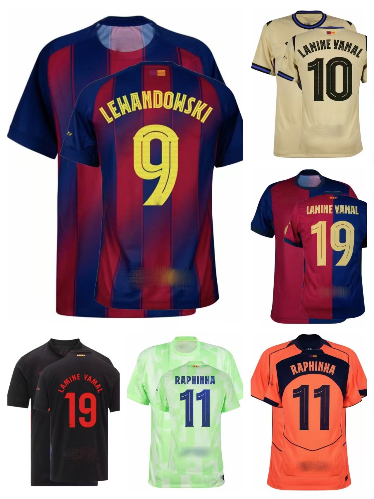 Customizable home and away jerseys for the 2526 season, Rafinha, Marlewan, Messi, Rashford, Gavi, Pedri, adult casual short-sleeved, children's t