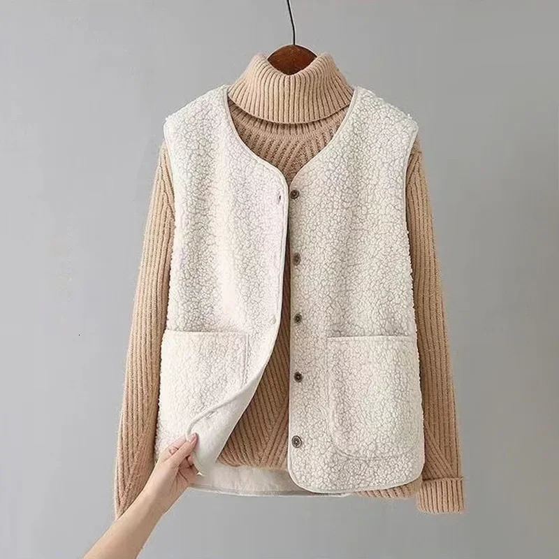 Lamb Fur Particle Velvet Womens Vest Jacket Early Spring Fashionable Personality Leather Integrated Outdoor 250930