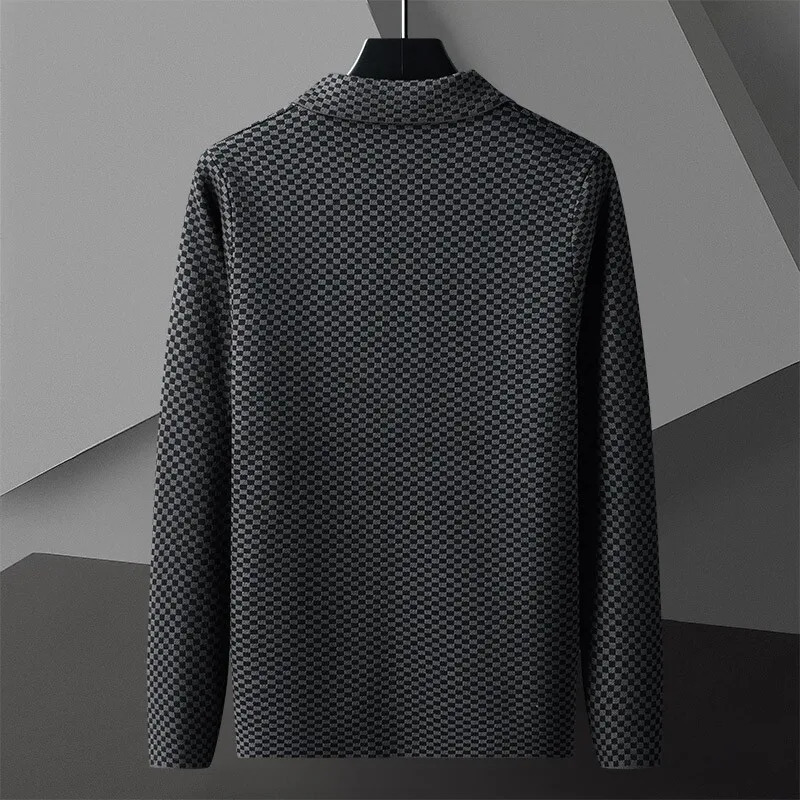 Autumn Turndown Collar Knitted Cardigan Jacket Mens Casual Versatile Korean Style Student Slim Fit Top 250929