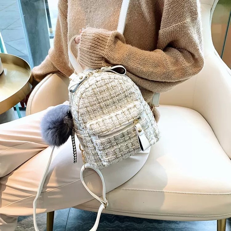 Designer Bag Mini Small Backpack Luxury Bag For Women 2025 New Korean Fashion Casual Multi-use Ins Super Popular Woolen High-end Backpack