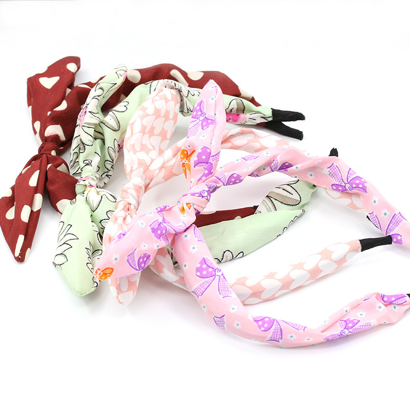 Floral Bow Headband Fashion Polka Dot Bunny Ear Hair Clip Korean Style 2 Yuan Store Accessories