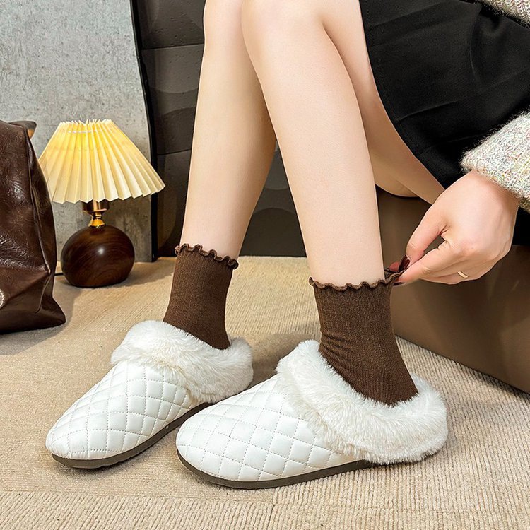Designer shoes free shipping 2025 Autumn Winter New Velvet Home Anti slip Thick Bottom Warm Slippers for woman