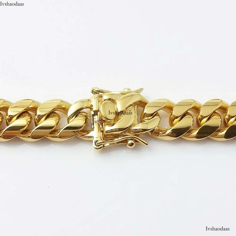 Moissanite jewelry Gold Miami Cuban Link Chain Necklace Men Hip Hop Stainless Steel Jewelry Necklaces Free door-to-door delivery