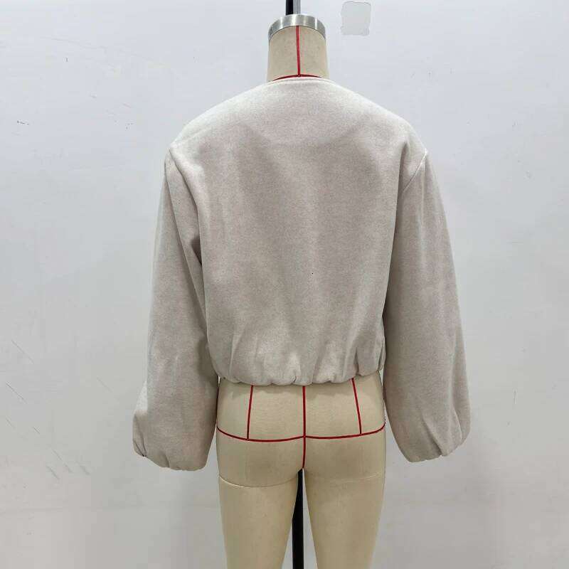 MUJER 2025 Fleece Bomber Jackets For Soft Zipper Woman's Sports Long Sleeve Cropped Jacket Women Coats Outerwears