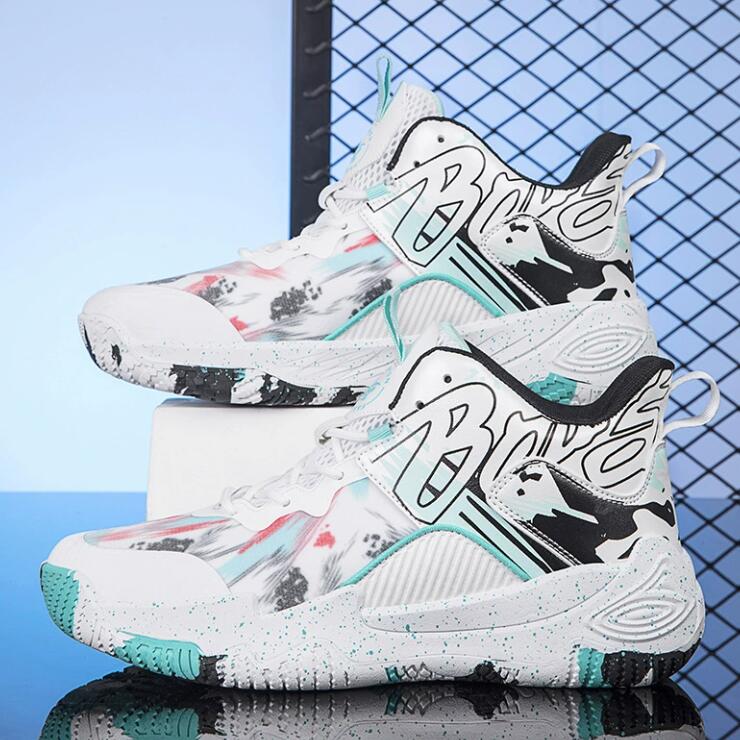 New Mandarin Duck Basketball Shoes Men's Mid Top Casual Sneakers Junior High School Students Professional Practical Trendy Sports Shoes Z 10.1-6