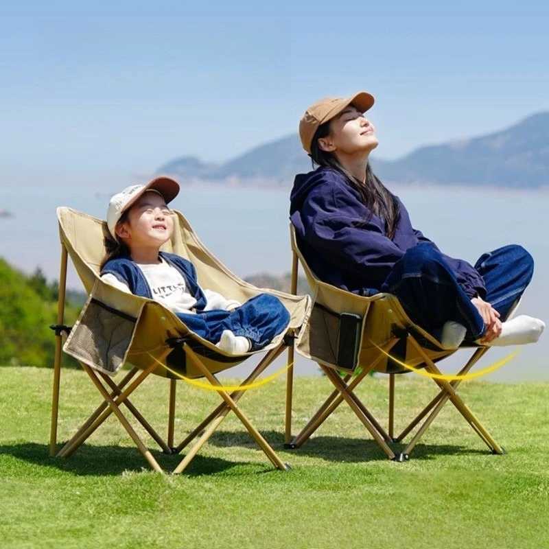 Outdoor Single Camping Chair Oxford Beach Picnic Stable Comfortable Backrest Folding Chairs Portable Camping Furnishings J250930