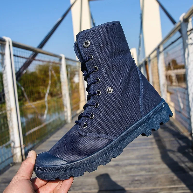 Spring Autumn Cloth Shoes Mens Single Boots Flat Nonslip Street Style High top Male Footwear Black Green Blue Plus Size 45 D316 250930
