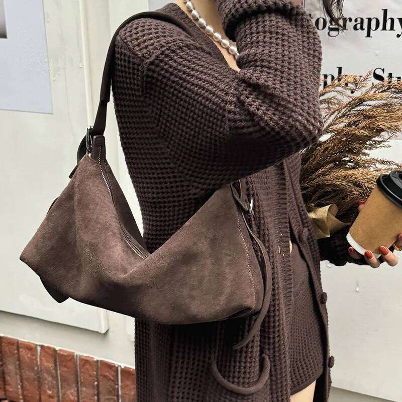 Autumn Winter Fashion Women's Shoulder Crossbody Designer Brand Ladies Soft Suede Cow Leather High Quality Bag New
