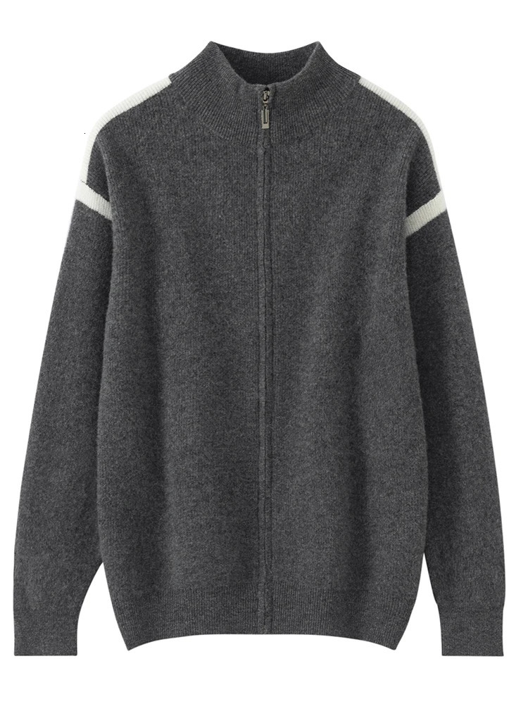 Chic Zippered 100 Merino Wool Cardigan Autumn Winter Man Thick Soft Warm Couple Style Knitted Sweater Male Clothing Tops 2025 250929