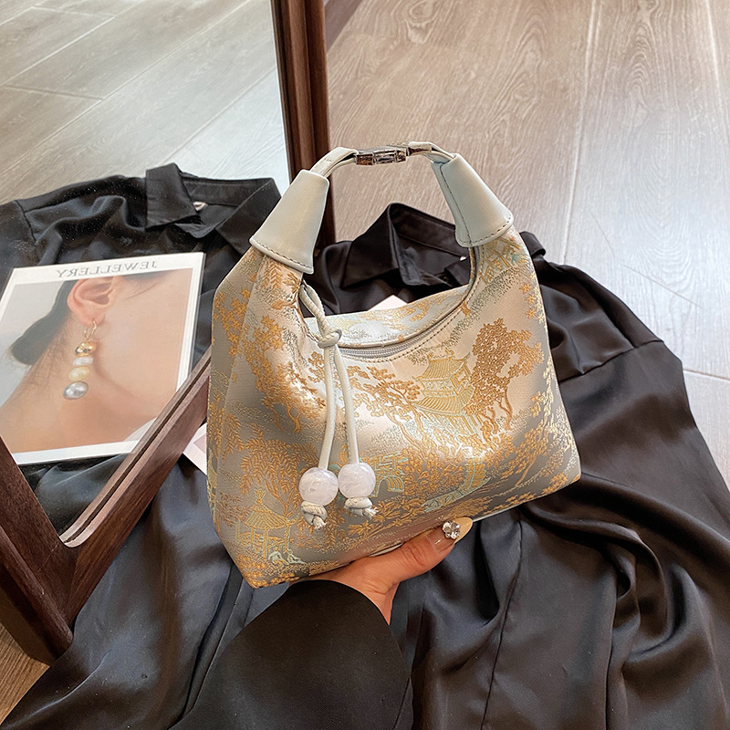 Luxury Brand Designer Bag Handheld New Chinese Style Bag For Women 2024 Summer Fashion Embroidered Pea Bag Niche High-End Simple Crossbody Bag For Wom