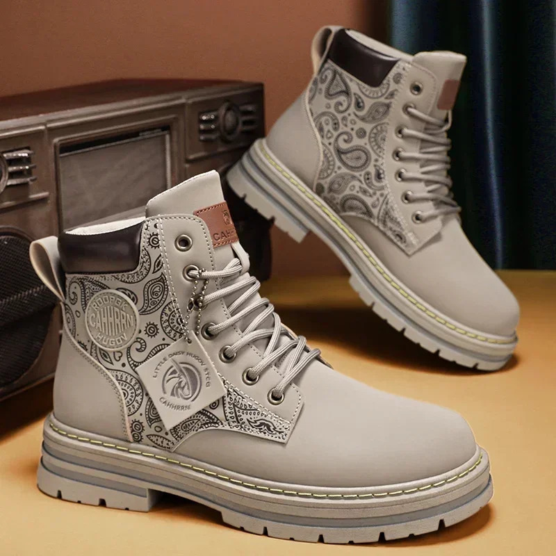 Men Fashion Daily Casual Mens Motorcycle Boots High Ankle Walking Shoes Leather Boots Cowboy Boots Men Bionic Boots 250930