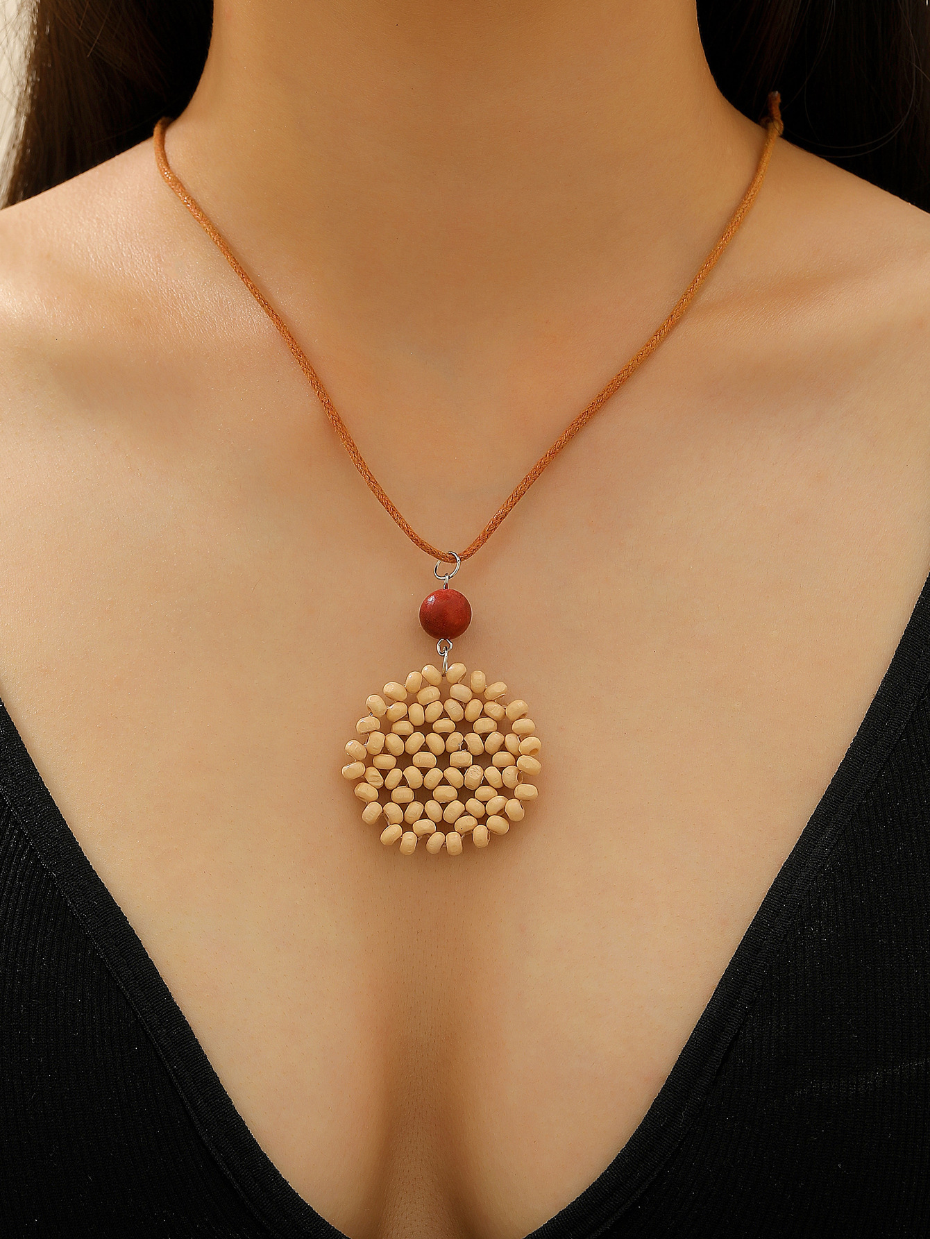 Bohemian Ethnic Style Heart Moon Woven Necklace for Women, Niche Long Accessory, Melad Autumn Winter Sweater Chain