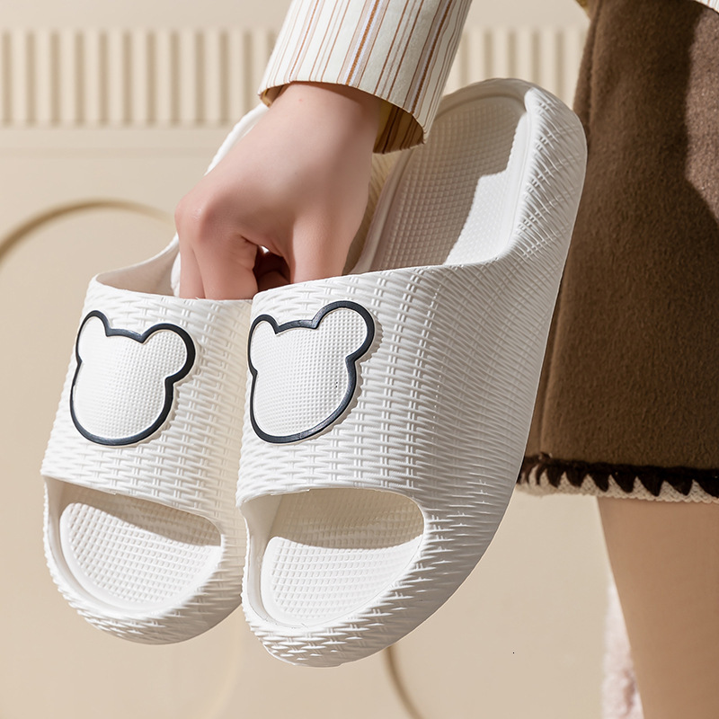 Cartoon Bear Head EVA Summer Home Non-Slip Bathroom Men Silent Couple Thick Sole Slippers Women Outdoor Wear ddmymarket
