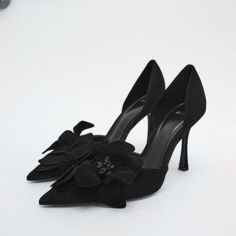 2025 Trendy New Women's Rose Red Flower High heels heelegant Pointed Toe Stunning Single Shoes Thin heel