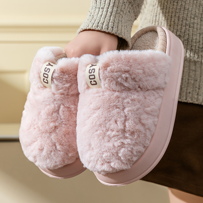 Thick-Soled Cotton for Women, Autumn Winter 2025 New Style, Outdoor and Indoor Use, Non-Slip, Fleece-Lined, Thickened, Warm, Plush Slippers ddmymarket