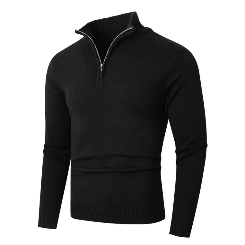 Mens Quarter Zip Pullover Sweater Lightweight Mock Neck Slim Fit Knit Casual Polo Sweaters Solid Color Cardigan 250929