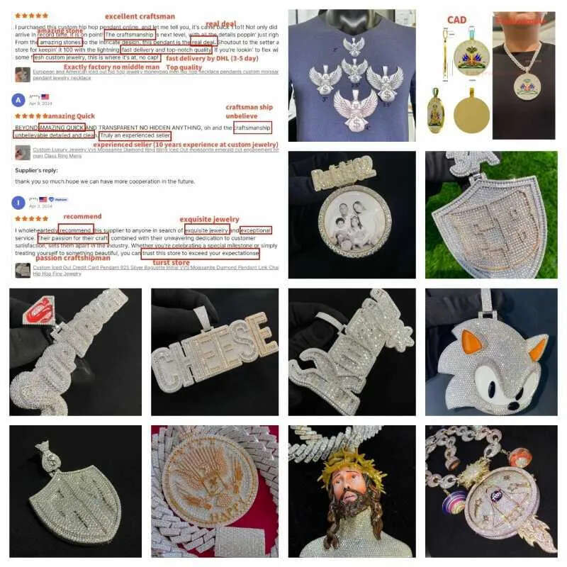 OEM Custom Hiphop Jewelry Iced Out Letter pendant VVS Moissanite s sier Hip Hop Necklace Dia Pendant for men