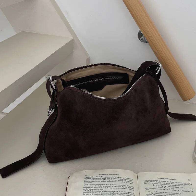 Autumn Winter Fashion Women's Shoulder Crossbody Designer Brand Ladies Soft Suede Cow Leather High Quality Bag New