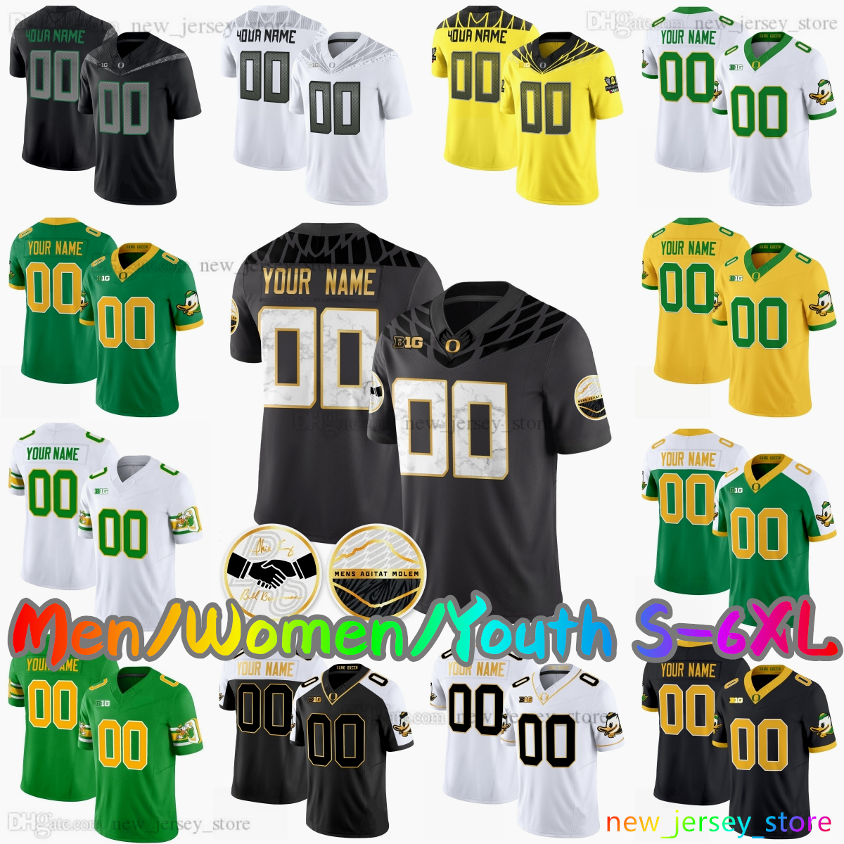 2025 Custom S-6XL Oregon Ducks College Football Jersey 5 Dante Moore 23 Dierre Hill Jr. 1 Dakorien Moore 10 Luke Moga 54 Jerry Mixon 28 Bryce Boettcher Stitched Jerseys