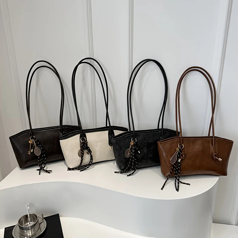 Ladies Soft Leather Shoulder Armpit Bag Black White Brown Coffee Convertible Tote Bag Spacious Work Travel Everyday Use 250929