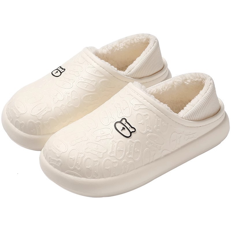 Women's Maternity Shoes Autumn 2025 New Indoor Thick Sole Closed Heel Cotton Slippers Men Winter Cute Bear ddmymarket